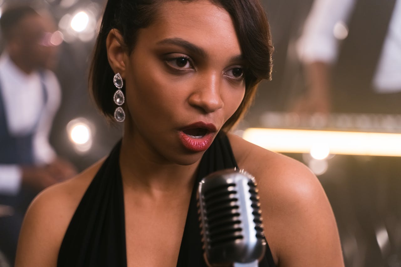 Close-up of a Woman Singing